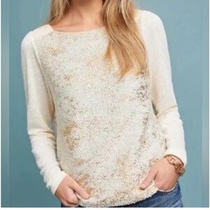 Anthropologie Gold Foil Mixed Media Sweater (Akemi + Kin)